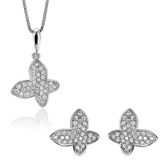 Orphelia 'Jolie ' Women's 925 Sterling Silver Set: Chain-Pendant + Earrings - Silver SET-7044 - Image 1