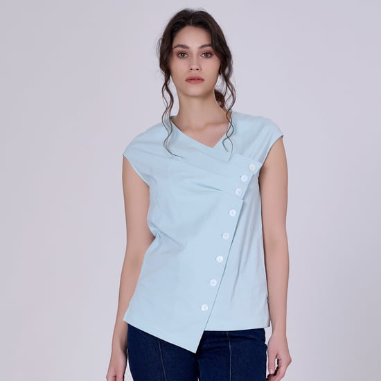 Geplooide asymmetrische top met dubbele borst - Image 2