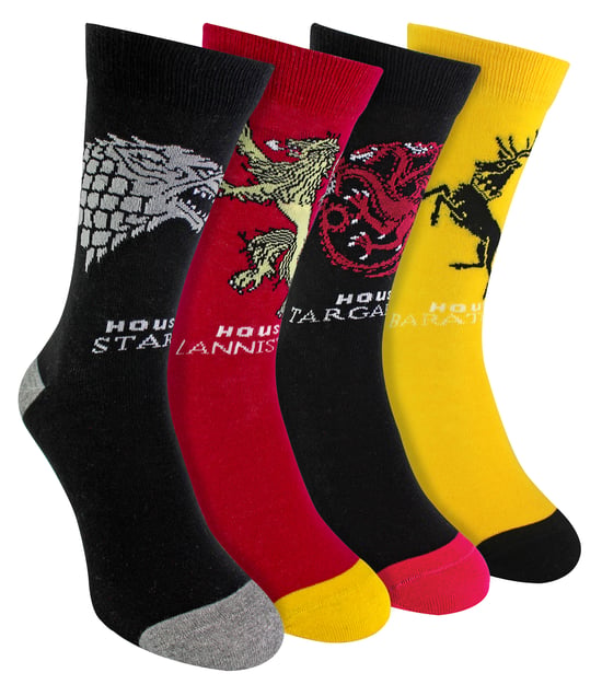 4 Pairs Mens Game of Thrones Socks | House of Dragon GOT Novelty Socks - Assorted - Image 1