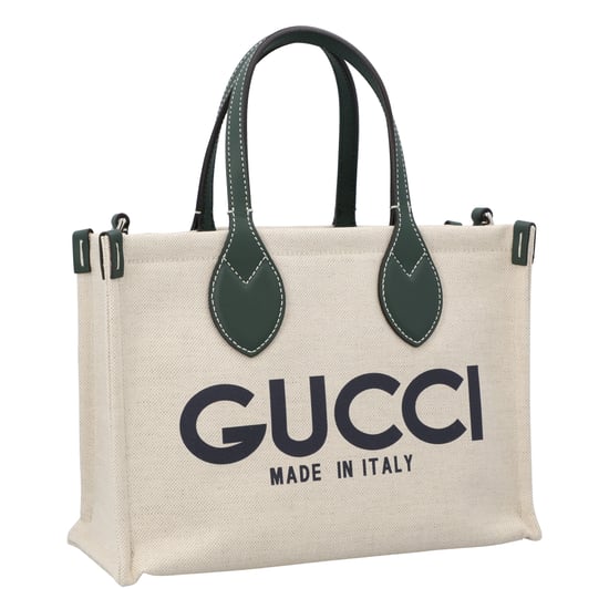Gucci Small Tote Bag With Gucci Print Green - Image 2