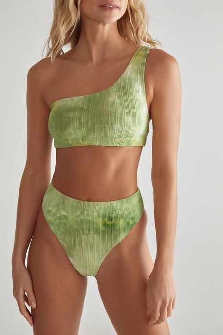 Tie Dye Textured One Shoulder Bikini Set