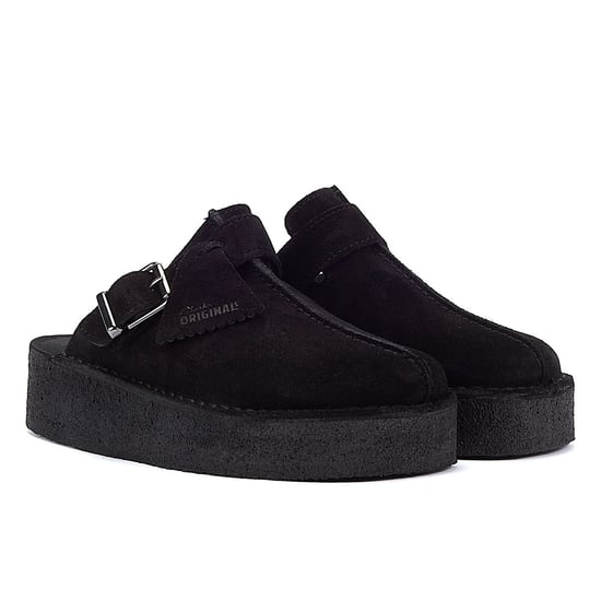 Clarks Original Trek Wedge Women's Black Suede Mules - Image 1