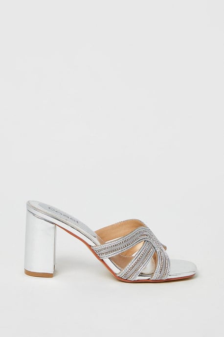 Tibago Diamante Rope Detail Heeled Mule Sandals