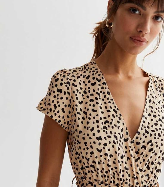 Animal Print Belted Wrap Playsuit
