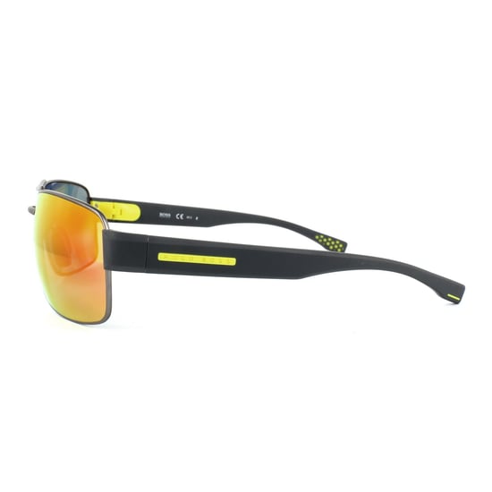 Hugo Boss Sunglasses 0801 YQD 7H Matt Dark Ruthenium Grey Red Mirror Polarized Oleophobic