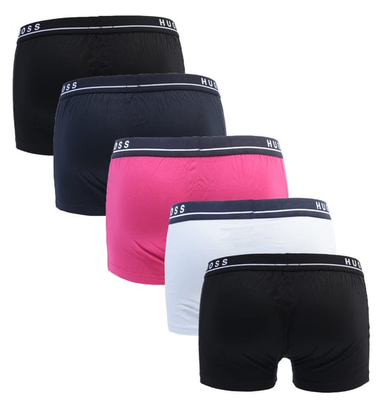 BOSS Bodywear 5 Pack Stretch Cotton Boxer Trunks - Black, Navy, Light Blue & Red
