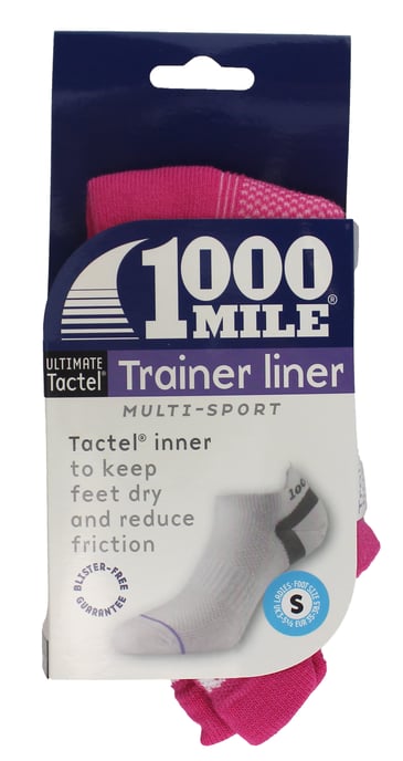 1000 Mile - Ladies Ultimate Low Cut Double Layer Moisture Wicking Trainer Socks - Hot Pink - Image 2