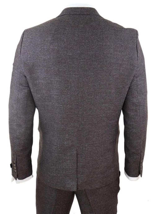 Mens Brown Wool 3 Piece Suit Double Breasted Tweed Peaky Blinders 1920 - Image 6