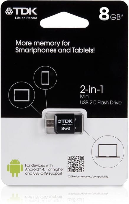 Aquarius Tdk 938472 - Memory 2 in 1 of 8 GB (mini USB to USB 2.0)