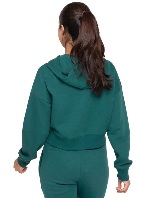 Enzo | Womens Crop Zip Hoodie - Dark Green
