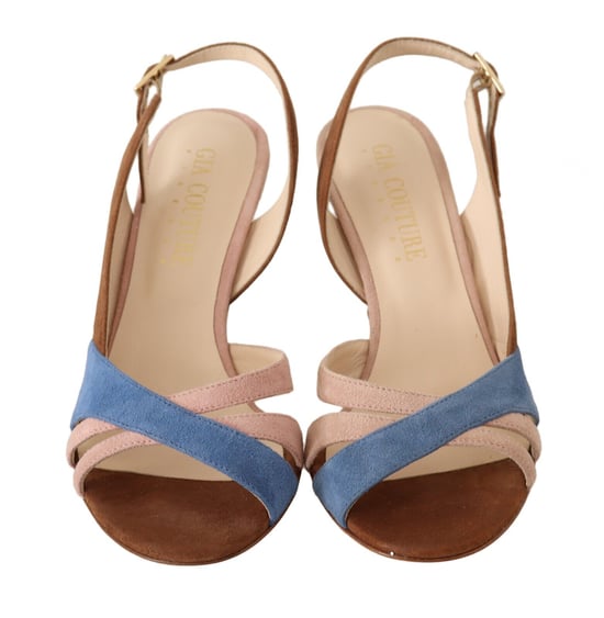 GIA COUTURE Kvinnors Flerfärgad Mocka Läder Slingback Klack Sandaler Skor - Image 5