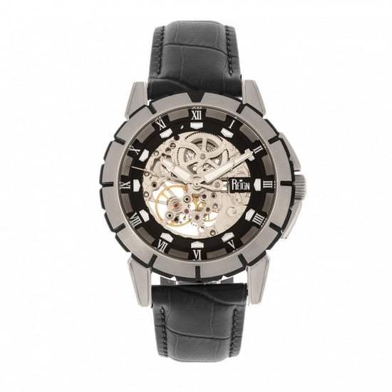 Reign Philippe Automatic Skeleton Leather-Band Watch
