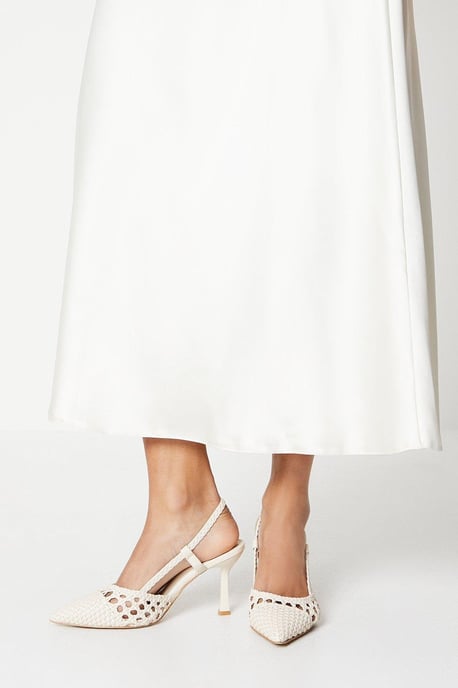 Darlena Basket Weave High Heel Slingback Court Shoes
