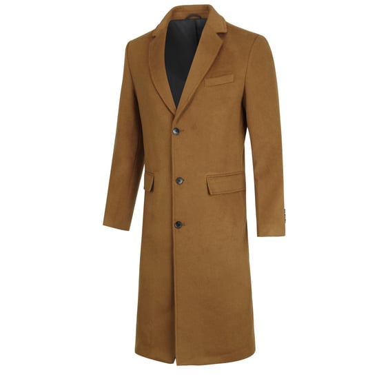 Knälång vinterullrock för män Slim Fit Turn-Down Collar Businessrockar Khaki - Image 2