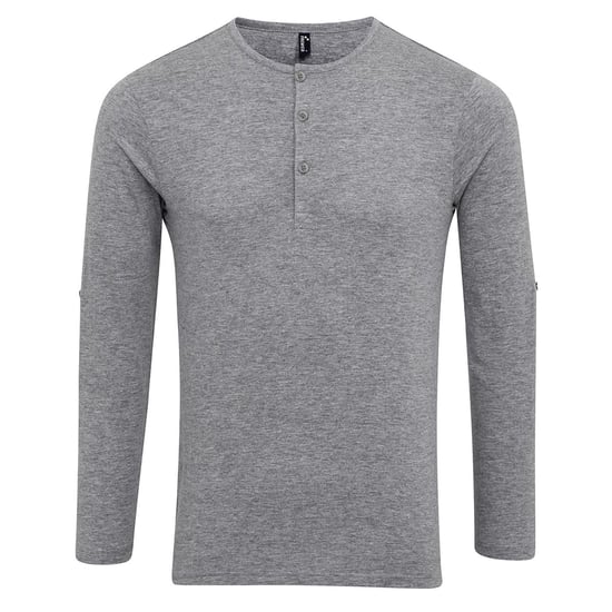 Premier Mens Long John Roll Sleeve Tee (Grey Marl)