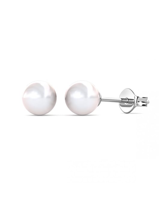 Full Moon Pearl Earrings - Silver and Crystal - Image 1