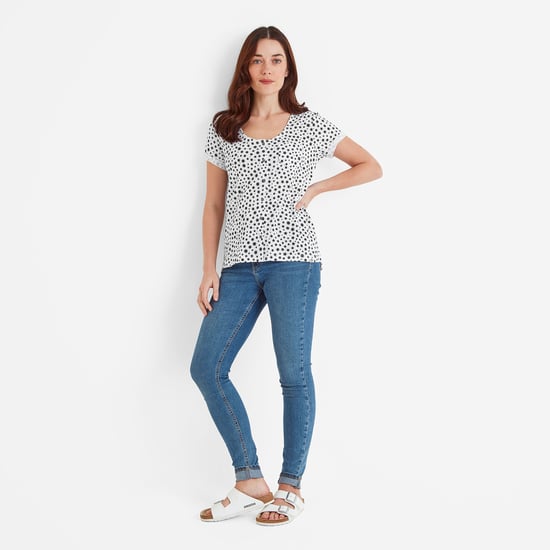 Kinver Womens Button Up Top Dark Indigo Star Print