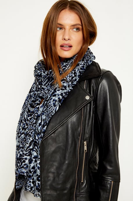 Grey Animal Print Scarf
