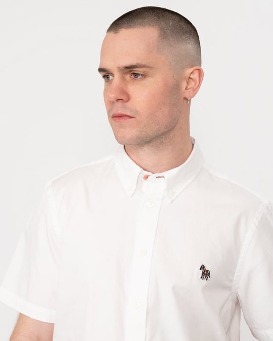Paul Smith Mens Tailored Fit Short Sleeve Zebra Badge Shirt