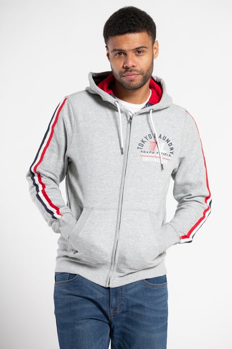 Light Grey Zip-Through Printed Hoody