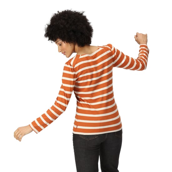 Regatta Womens/Ladies Federica Stripe Long-Sleeved T-Shirt (Burnt Copper/Light Vanilla)