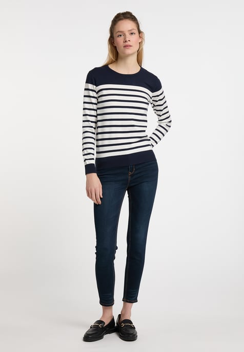 Dreimaster Knitted pullover women marine wool white - Image 4