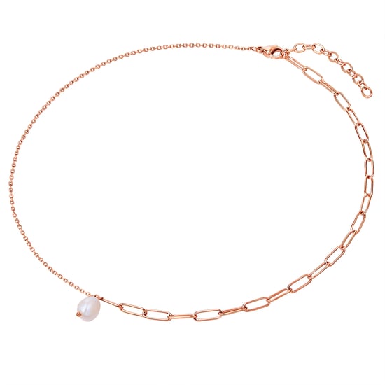 Necklace stainless steel rose gold freshwater cultured pearl white Valero Pearls - Image 2