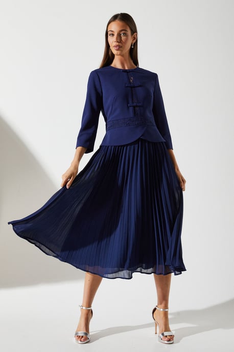strapless open back dress LIGHT BLUE PLEATED MAXI SKIRT – InAvati main image 0