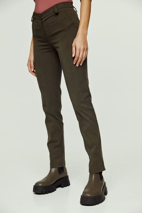 Khaki Fitted Full Length Pants