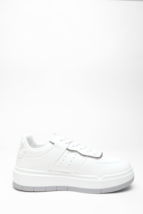 White Faux Leather Chunky Trainers