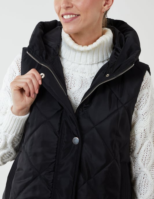 Diamond Quilted Longline Vest Gilet