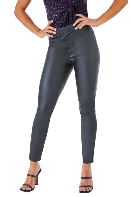 Petite Faux Leather Pull On Trousers - Image 1