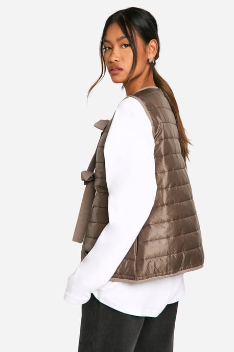 Bow Detail Padded Gilet - Image 2