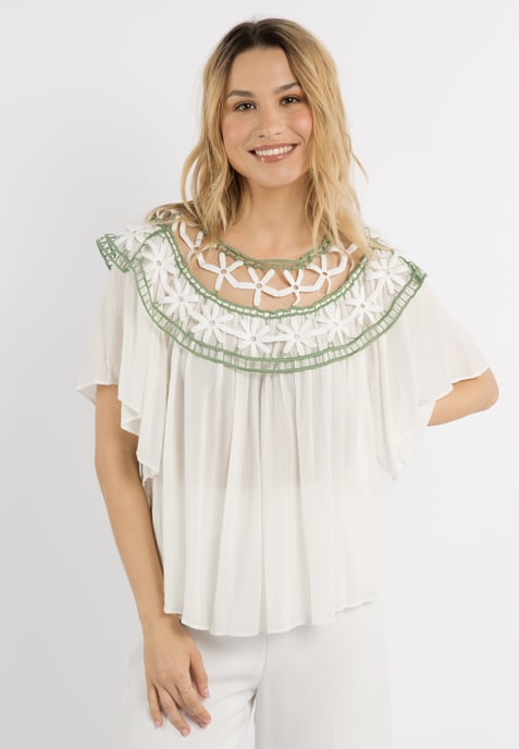 IZIA shirt with floral lace gaya