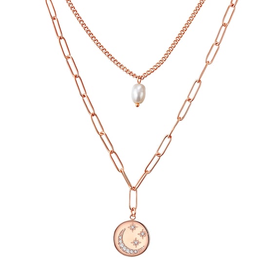 Necklace stainless steel rose gold freshwater cultured pearl white preciosa white Valero Pearls - Image 1