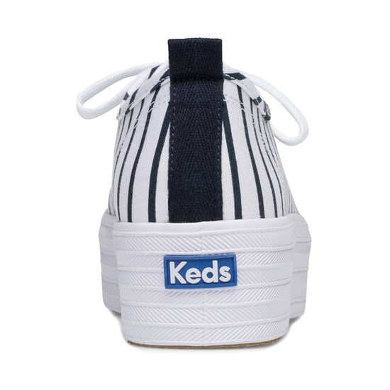 Keds Women's Triple Up Breton Stripe Canvas White & Navy Shoes