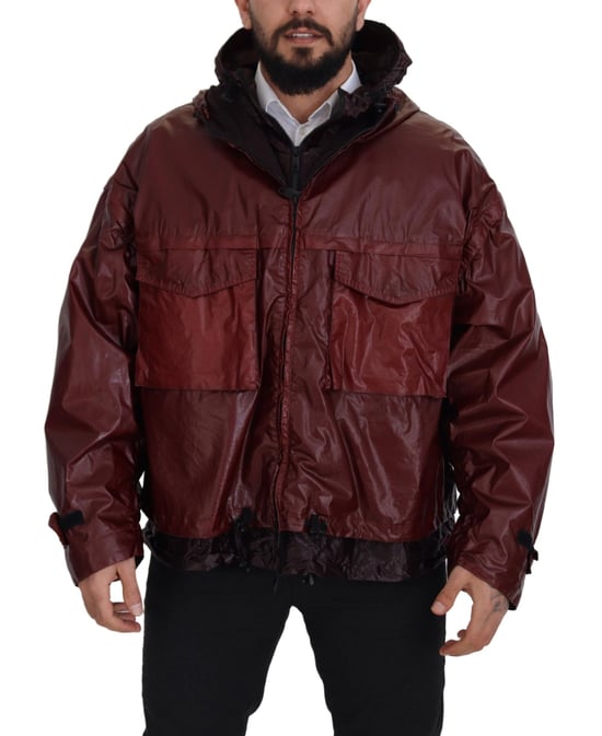 Dolce & Gabbana Bordeaux Bomull Huva Full Zip Herrjacka - Image 1