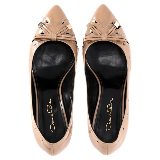 Oscar De La Renta Pumps med Scallop och Båtdetalj i Brunt Lackläder - Image 5
