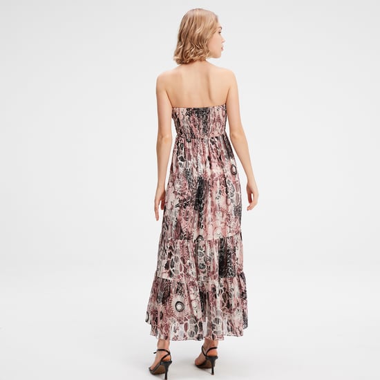 Bustier chiffon maxi dress with abstract floral print - Image 4