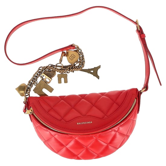 Balenciaga Kviltad XXS Souvenirkortsbälte i Röd Läder - Image 1