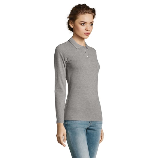SOLS Dames/dames Perfecte Lange Mouw Pique Polo Shirt (Grijze Mergel) - Image 6
