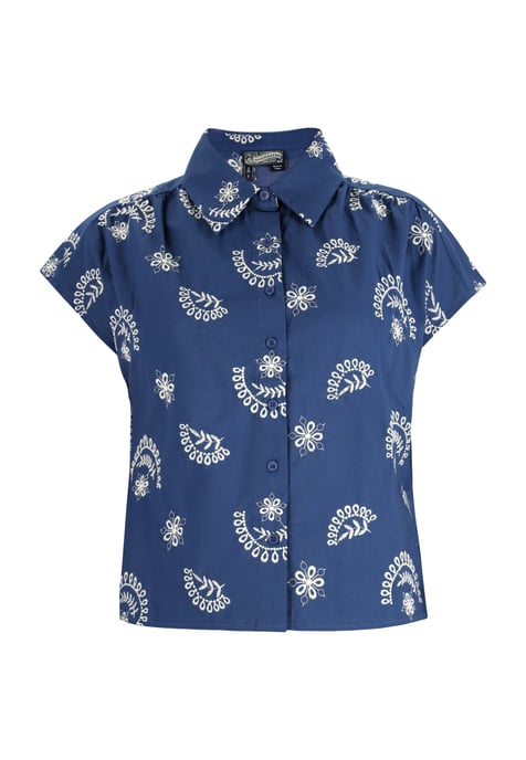 Dreimaster Blouse Dames marine wol wit - Image 1