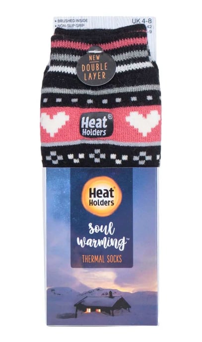 Ladies Fairisle Nordic Winter Non Slip Thermal Slipper Socks - Image 2