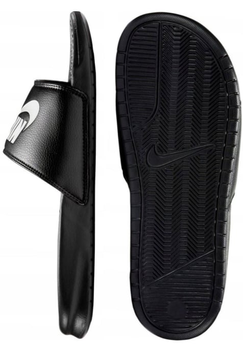 Nike Benassi Slip On Sliders in Black/White - Image 2