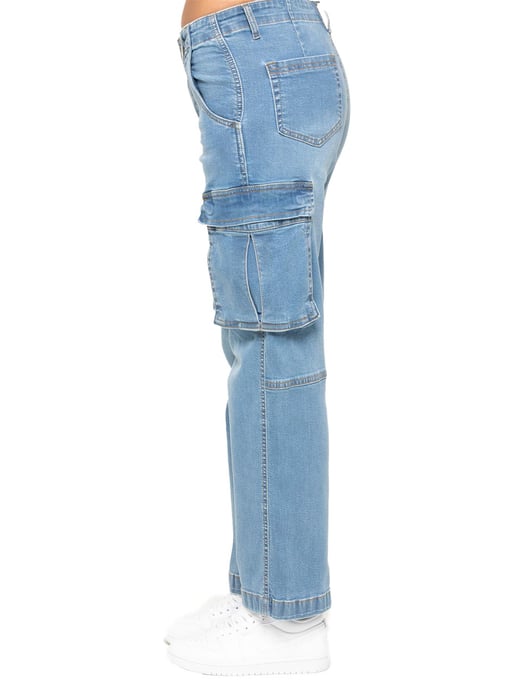 Enzo | Womens Cargo Straight Leg Jeans - Image 2