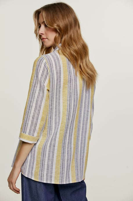 Striped Linen Style Top with Pockets