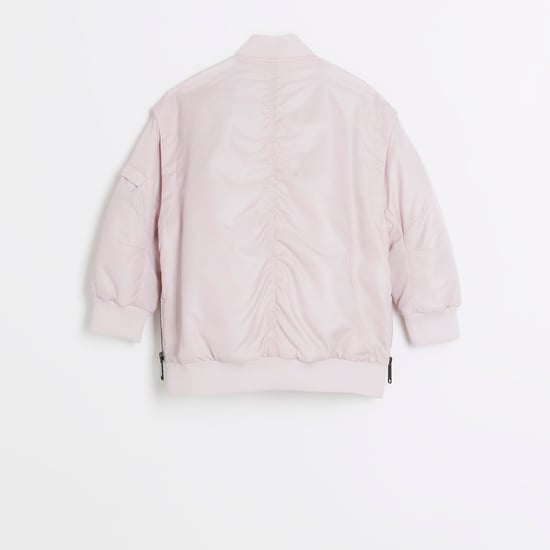 River Island Girls Bomber Jacket Pink Nylon