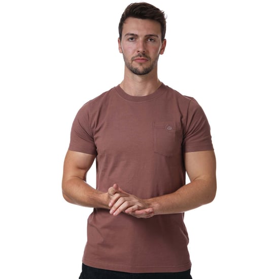 Men's Pretty Green Vega Pocket T-Shirt in Burgundy