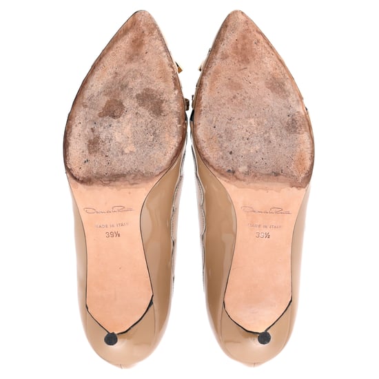 Oscar De La Renta Pumps med Scallop och Båtdetalj i Brunt Lackläder - Image 6