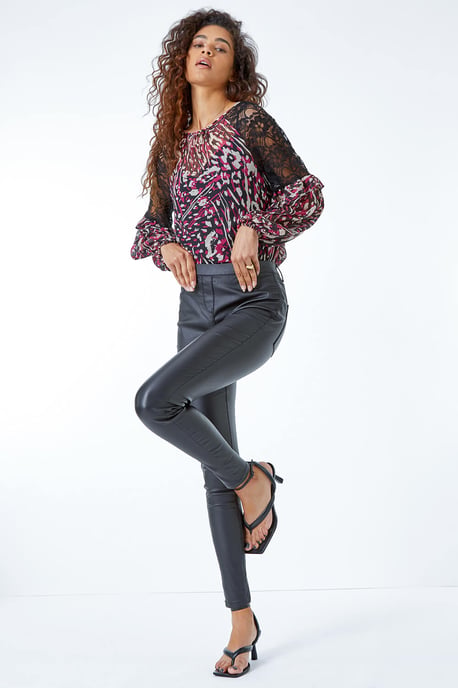 Coated Faux Leather Jeggings - Image 4